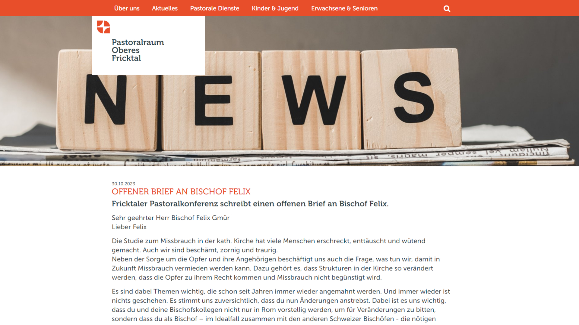 Offener Brief an Bischof Felix Gmür