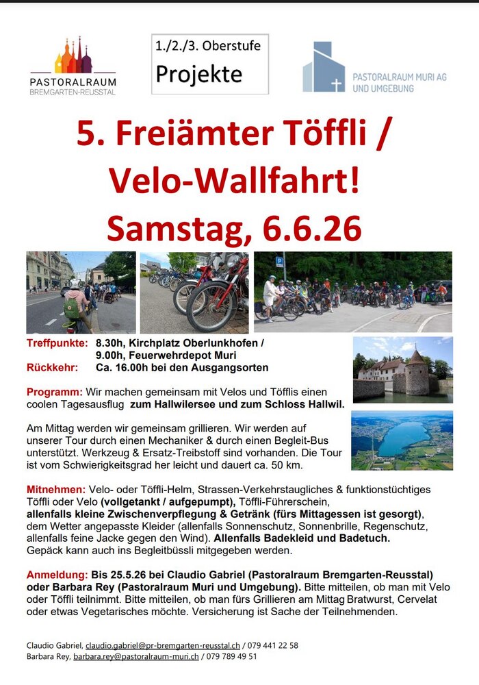 5. Freiämter Töffli- und Velowallfahrt 
am Samstag, 6. Juni 2026